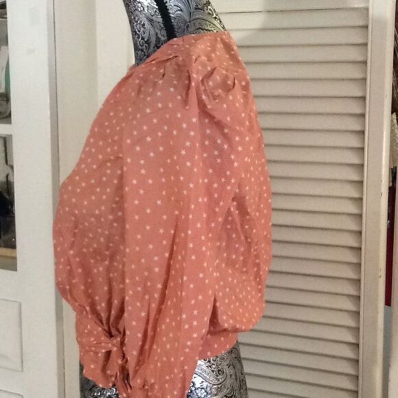 Madewell Apricot Stars Cotton Crop Wrap Blouse XXS - Picture 5 of 10